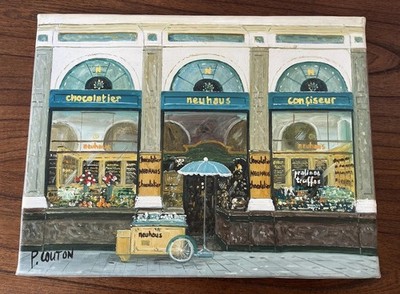 Signed Patricia Couton Painting Of Neuhaus Chocolate Storefront Artwork