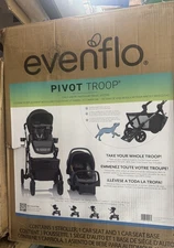 Evenflo Pivot Troop Child Pet Modular Travel System bluestone grey stroller