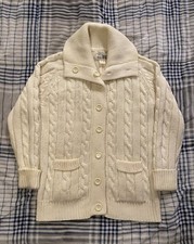 Vintage 70  s Sears Women  s Cable Knit Fisherman Shawl Collar Cardigan Medium