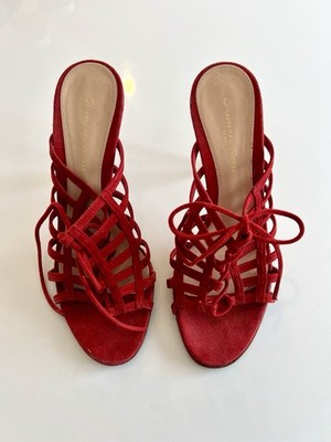 Gianvito Rossi  Milano  Red Suede Sandals Women's 37.5