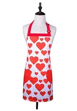  Adjustable hearts Kitchen Apron Chef Cooking with Pockets for Women Girls, Red 
