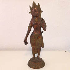 Indische Bronzefigur G&ouml;ttin Tara Statue Figur Indien Buddhismus Thai Asia