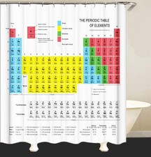 Linian Periodic Table of Elements Shower Curtain with 12 Hooks for Bathroom 