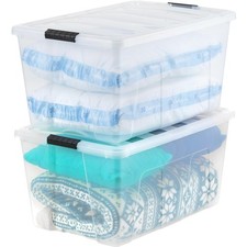 94 Qt Stackable Plastic Storage Bins with Lids, 2 Pack - BPA-Free, - See-Thr...