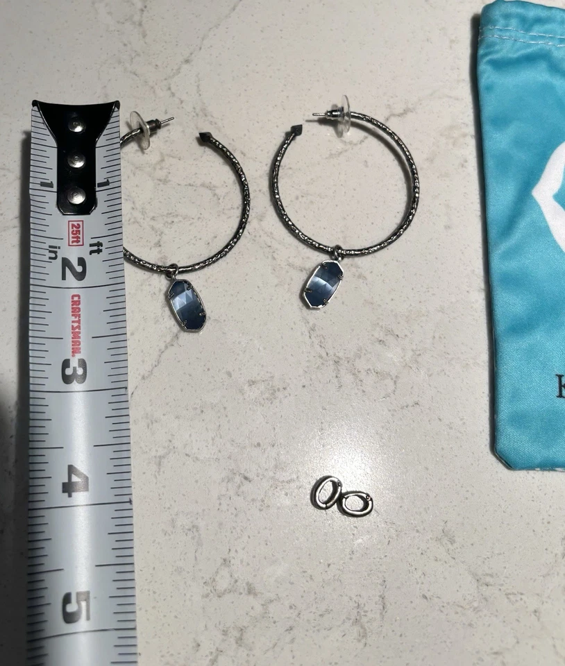 Kendra Scott Nickel silver Hoops With Removable Blue Stone - Image 2 of 4