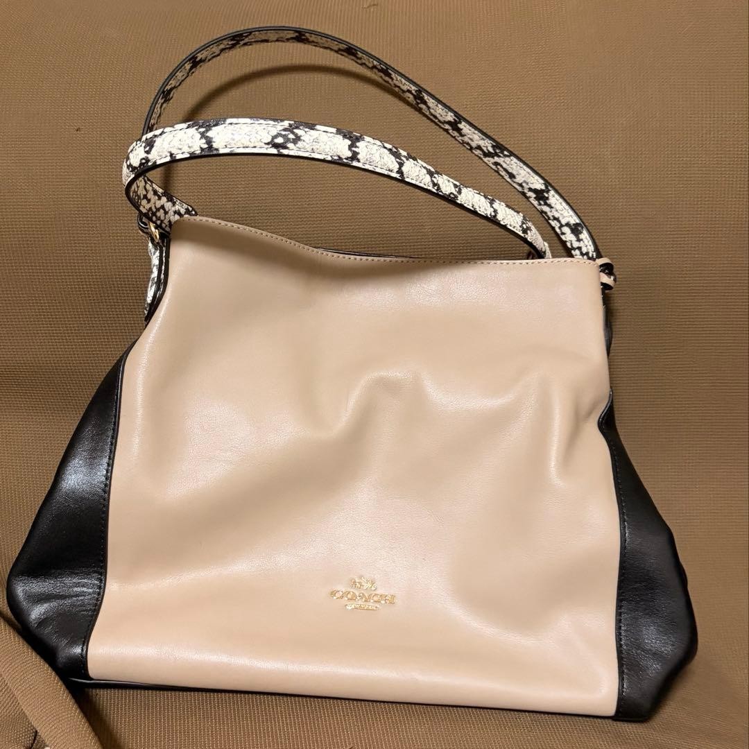 COACH Bicolor Python Beige Black Snake Pattern Si… - image 1