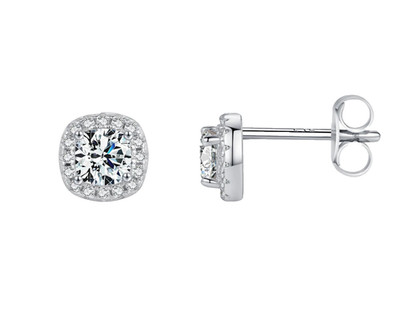 Quadratische Ohrstecker 0,8 kt Kissenschliff Diamant Testpass Brillant