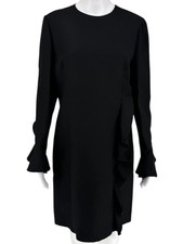 Valentino Black Crepe Ruffle Cuff Dress - Size 10