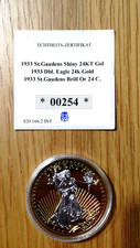 1933 Saint Gardens Liberty Double Eagle 24k Gold Plated Coin. COA