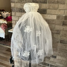 VTG Lace Bridal Veil Headpiece Tulle Wedding Headband Comb One Size 491118