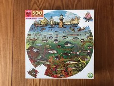 Eeboo Fish & Boats 500 pieces round shaped jigsaw puzzle 