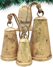 HIGHBIX Set of 3 Giant Harmony Cow Bells Huge Vintage Handmade Rustic Lucky