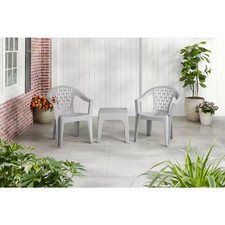 Light Grey Stacking Resin Outdoor Side Table