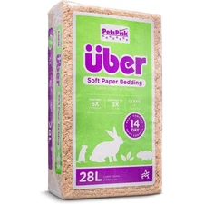 PetsPick Uber Soft Paper Pet Bedding for Small Animals/Pets, Natural 28L