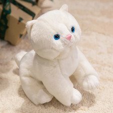 White Cat Plush Toy 7" Stuffed Animal Toddler Doll Gift for Kids