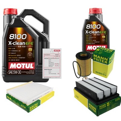 MANN Inspektionspaket 6L MOTUL 8100 X-CLEAN EFE 5W-30 für Hyundai Santa Fé II