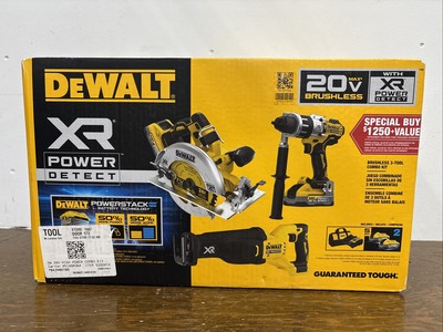 Dewalt DCK310H2 20V MAX Brushless XR Power Detect 3-Tool Combo Kit w/ Batteries