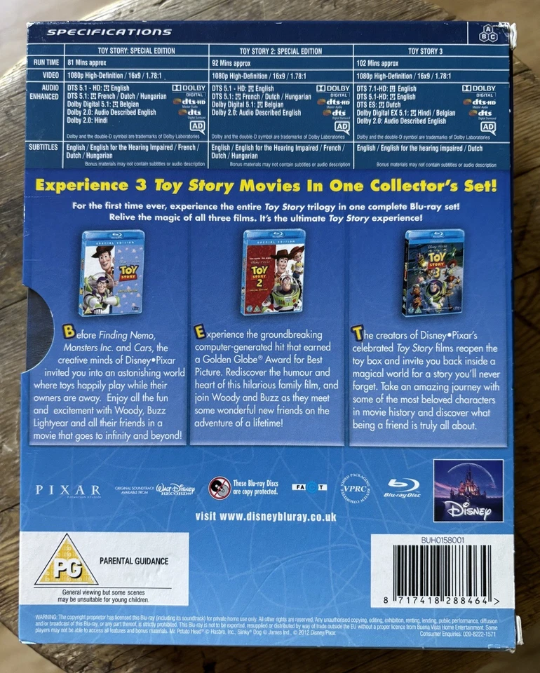 TOY STORY TRILOGY BLU RAY  - Image 2 of 4