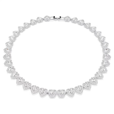 Ariana Grande x Swarovski necklace Mixed cuts, Heart, White, Rhodium plated