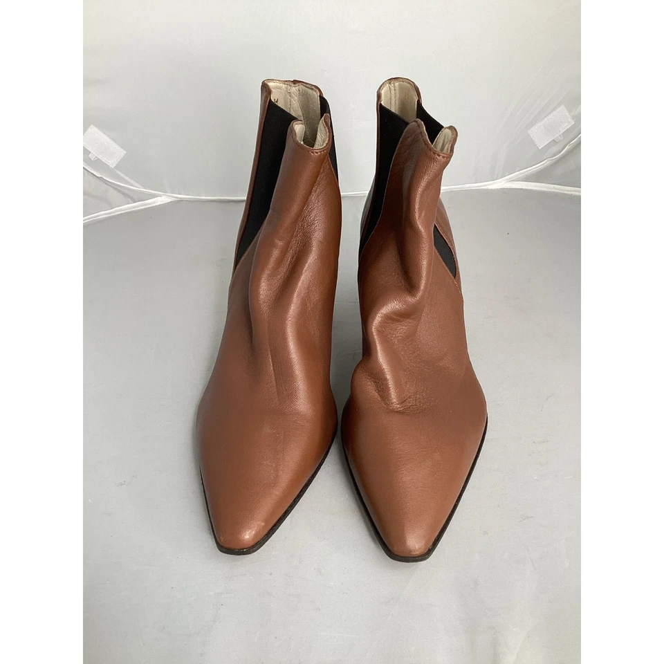 Botines AMALFI By Rangoni Isole Cuero Marrón Chelsea Tacón Bloque Talla 7.5M Foto 2 de 4