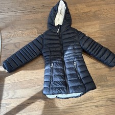 DKNY Girls Black Hooded Anorak Fleece Lined Parka Ski Jacket Size 5/6