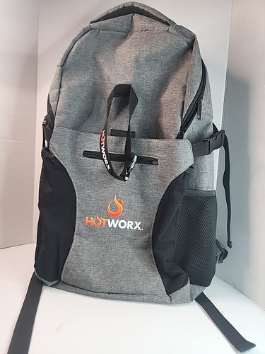 HOTWORX  Backpack Bag Gray Hot Yoga Pilates Cycling Strap Zip Up Pockets READ