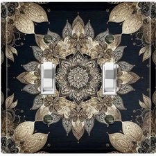 Metal Light Switch Outlet Cover Wall Plate Elegant Floral Mandala Decor FME167