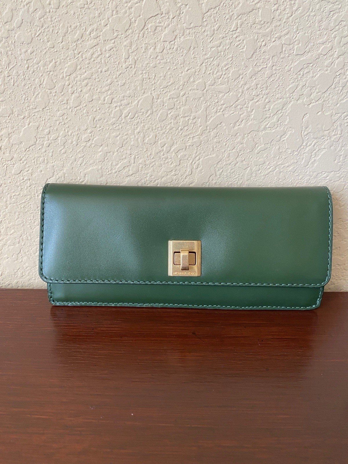 Michael Michael Kors Natalie Flat Smooth Leather Wallet Moss