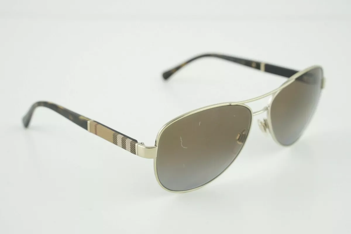 BURBERRY B 3080 1145/T5 Polished Gold/Gradient Brown Polarized 59-14 Aviator BURBERRY B 3080 1145/T5 Polished Gold/Gradient Brown Polarized 59-14 Aviator