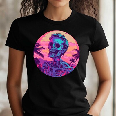 Frauen T-Shirt Zombie Vaporwave Motiv Baumwolle Größe S bis 3XL
