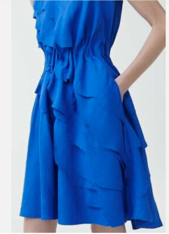 COS Layered Linen Royal Blue Dress Sleeveless Sz 10 COS Layered Linen Royal Blue Dress Sleeveless Sz 10