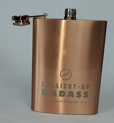 Flask. Bronze color. Straight Up Badass 8 Oz. Hallmark brand - Picture 5 of 9