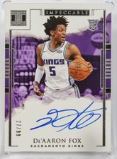 2017-18 IMPECCABLE DE'AARON FOX ON CARD #107 TRUE ROOKIE AUTO RC /99 KINGS