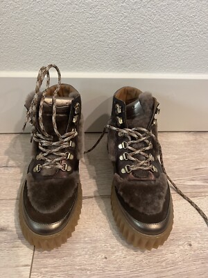 NEW! Voile Blanche Women s Size EU 38 Eva Hike Sheepskin Lace Up Velour Shoes