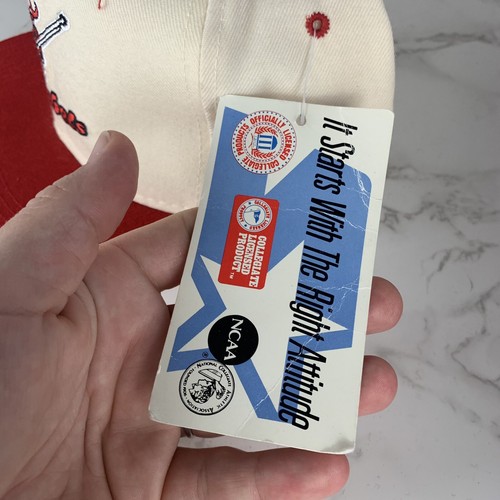 Cappello berretto Deadstock STARTER UNLV Rebels vintage NOS regolabile snapback bianco rosso lana - Foto 5 di 11