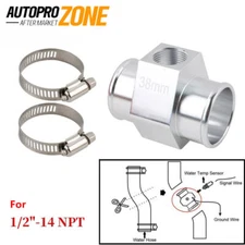 38mm Joint Pipe Radiator Hose Adapter for 1/2"-14NPT Water Temp Gauge Sensor