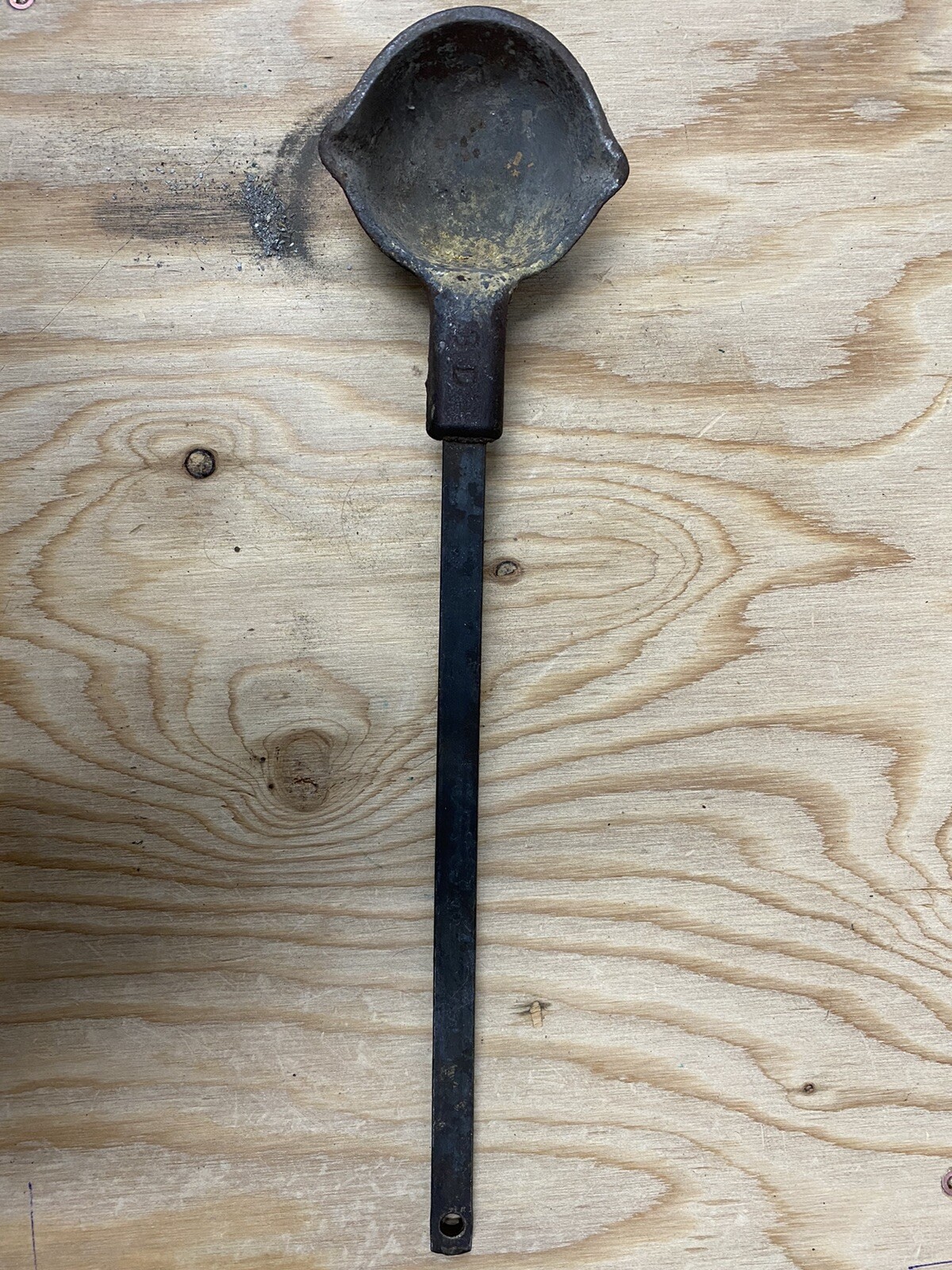 Vintage/Antique LONG Handle Double spout Lead Casting Ladle Dipper Cast