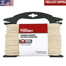 Durable Braided Cotton Clothes Line 100ft Abrasion Resistant Energy Saver New