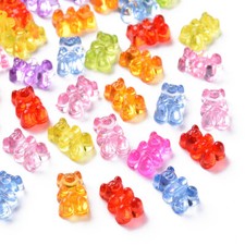 200x Transparent Acrylic Gummy Bear Loose Spacer Beads for DIY Jewelry Making
