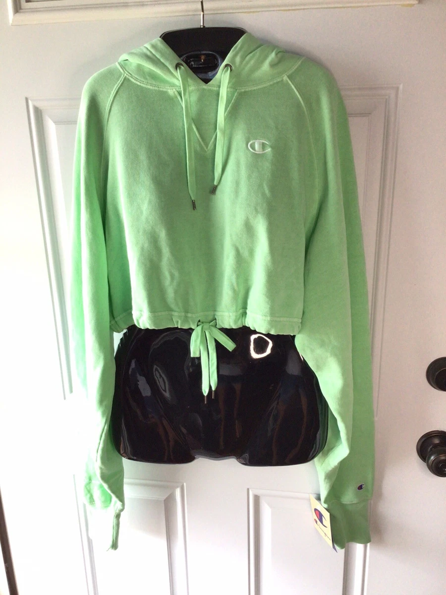 Champion Vintage washed green crop hoodie cinch waist MSRP 70. NWT