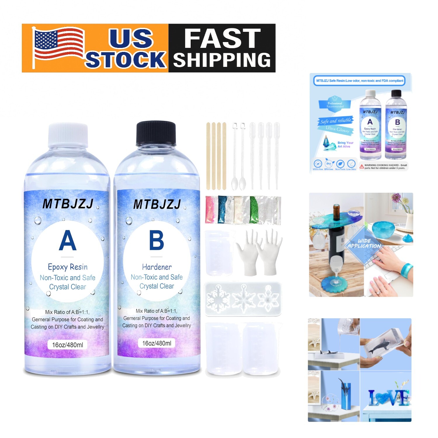 Crystal Clear 32 oz Epoxy Resin Kit for Beginners and Artisans - Durable & Easy Mix