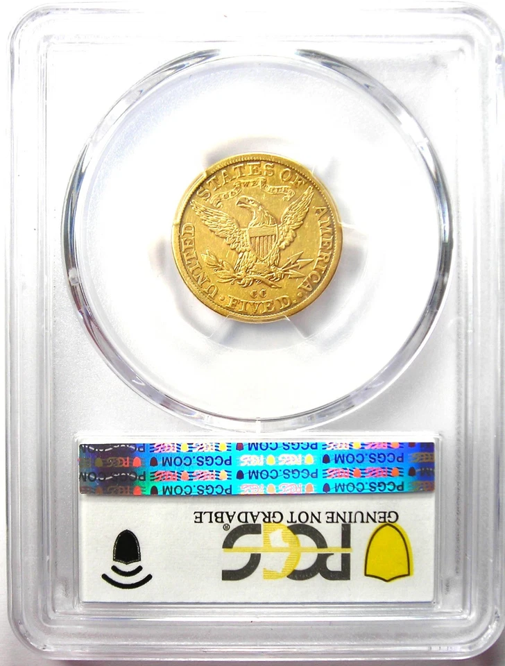 Moneda de 5 dólares Carson City Liberty Gold Half Eagle 1892-CC - Certificada PCGS XF Detalles Foto 3 de 4