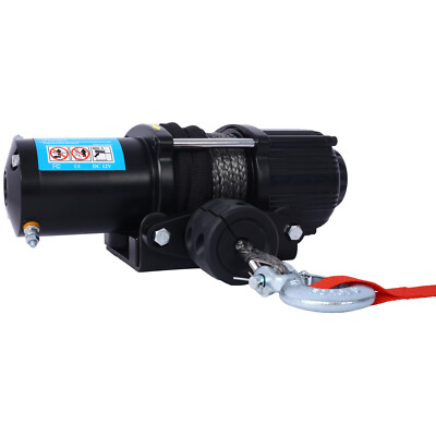 3500 lb 12V Waterproof Synthetic Rope Trailer Electric Winch  for ATV UTV Towing