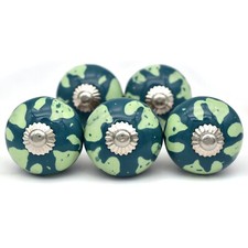 Hand Painted Vintage Ceramic Knobs for Kitchen Cabinet Drawer Pulls Set of 2