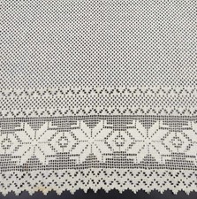 Off White Crochet Lace Kitchen Curtain Valance Tier or Swag Vintage Cafe Panel