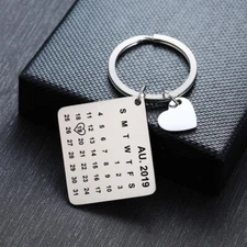 Personalized Calendar Keychain Birthday Date Love Heart Keyring Anniversary Gift