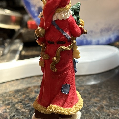 Hand Painted 5" Old World SANTA holding Toy Bag & Bells Figurine - Picture 7 of 11
