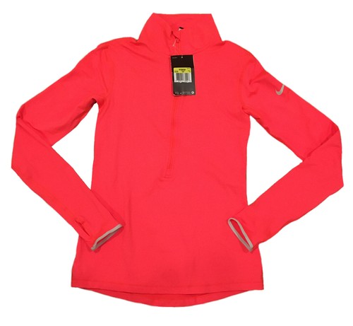 NEW RTLS $65 NIKE PRO WOMANS NEON MEON 1/2 ZIP RUNNING COMPRESSION TOP SZ S