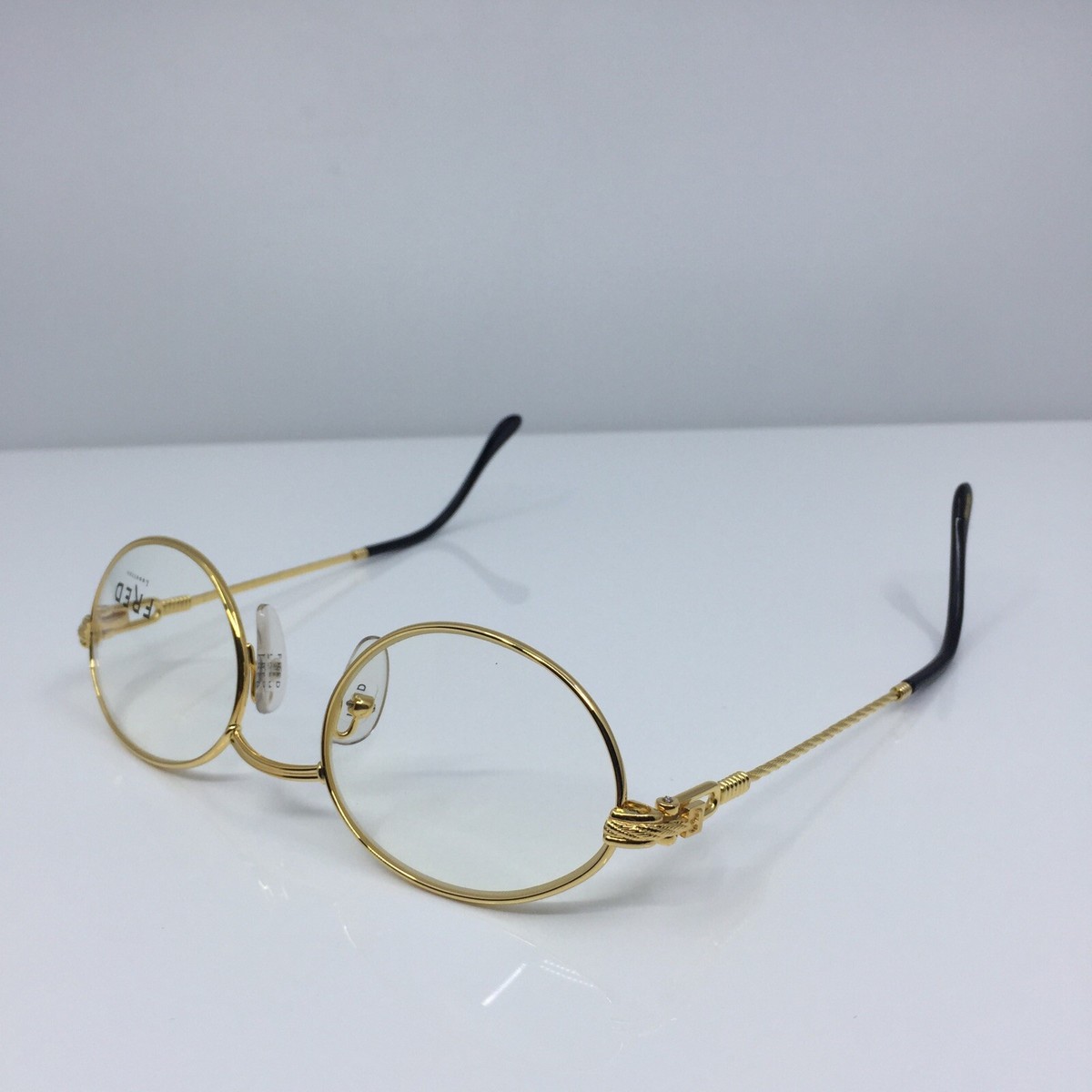 FRED クラスプ 1075 金色 New Vintage FRED Lunettes Ketch Shiny Yellow Gold Eyeglasses Made