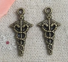 Free Ship 160 pcs Antique bronze snake charms 24x12mm L-4914